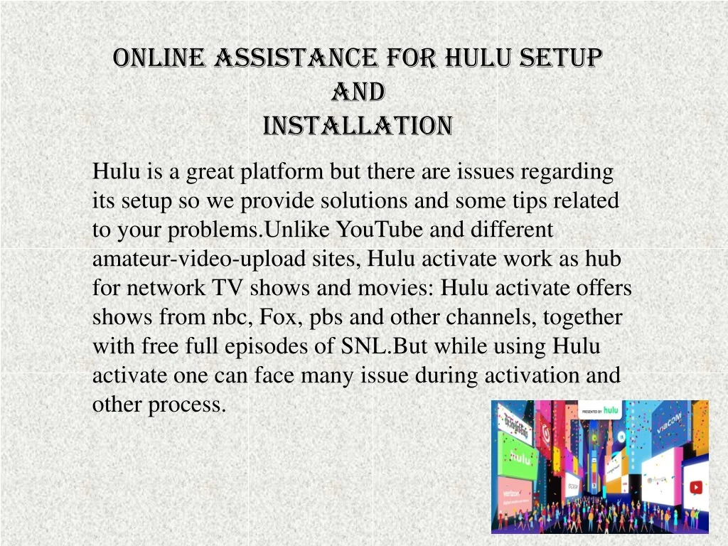 online assistance for hulu setup and installation
