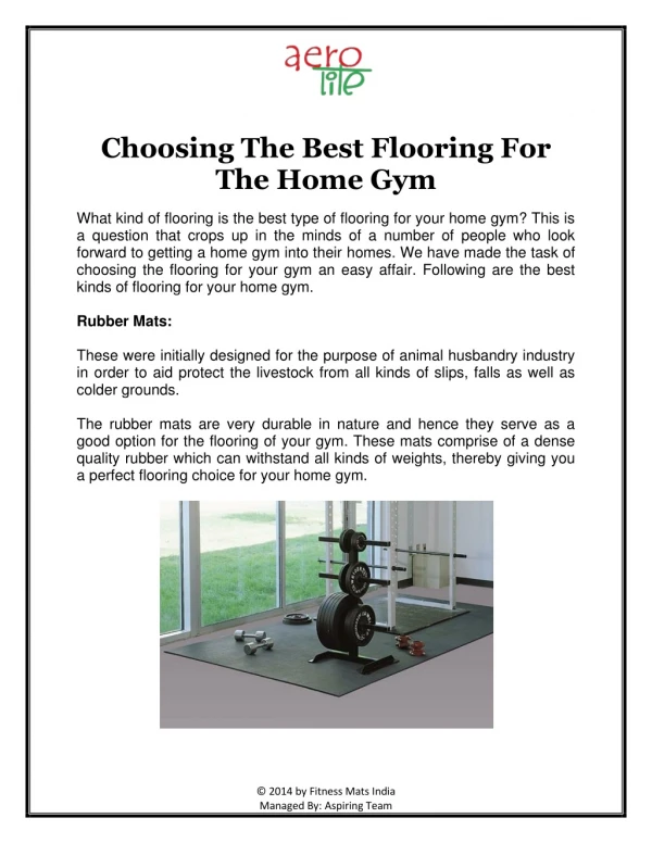 Choosing The Best Flooring For The Home Gym