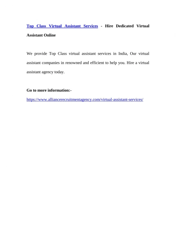 top class virtual assistant services hire