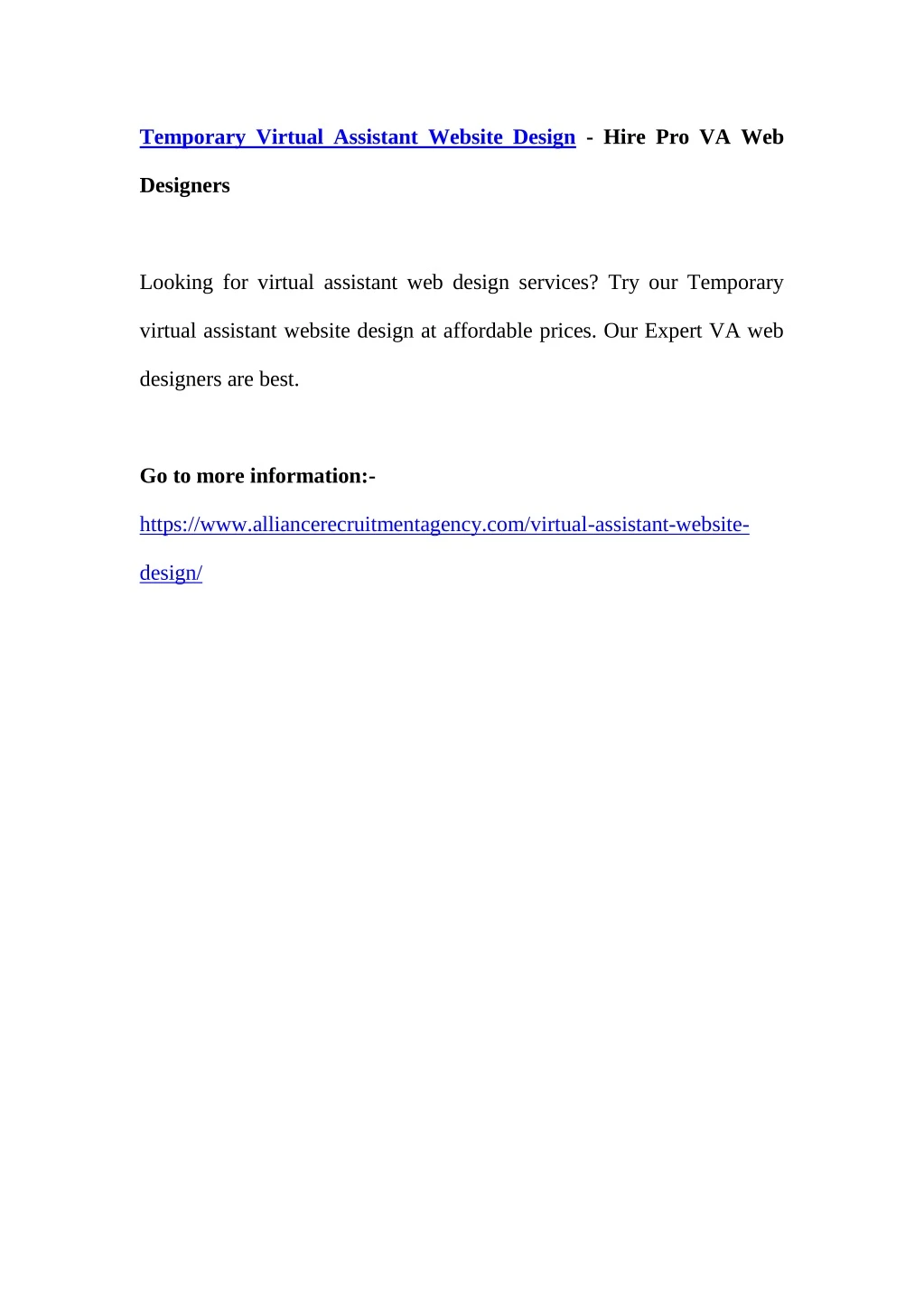temporary virtual assistant website design hire