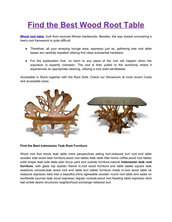 Find the Best Wood Root Table