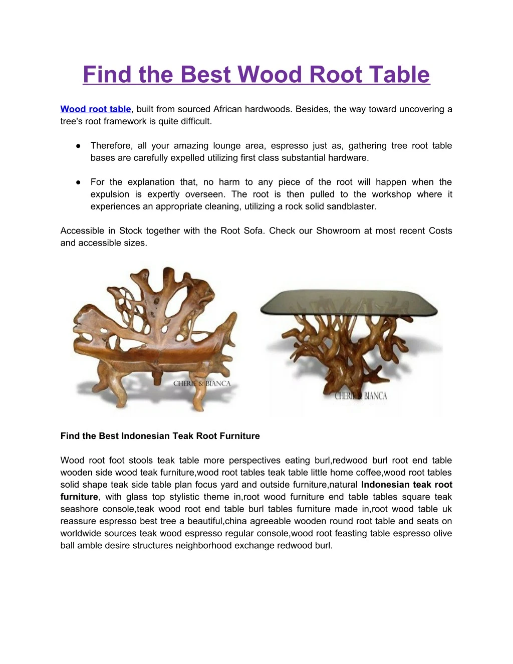 find the best wood root table