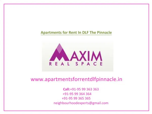 Apartments for Rent In DLF The Pinnacle