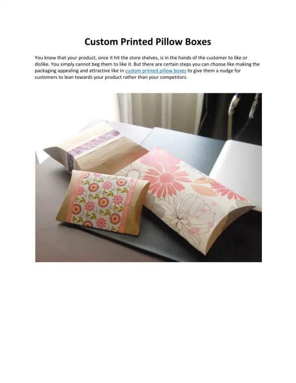 custom printed pillow boxes