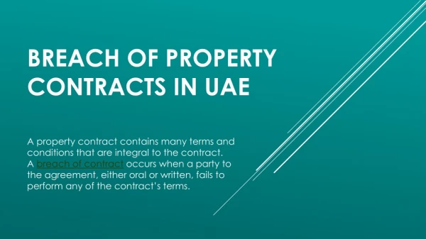 Breach of Property Contracts in UAE