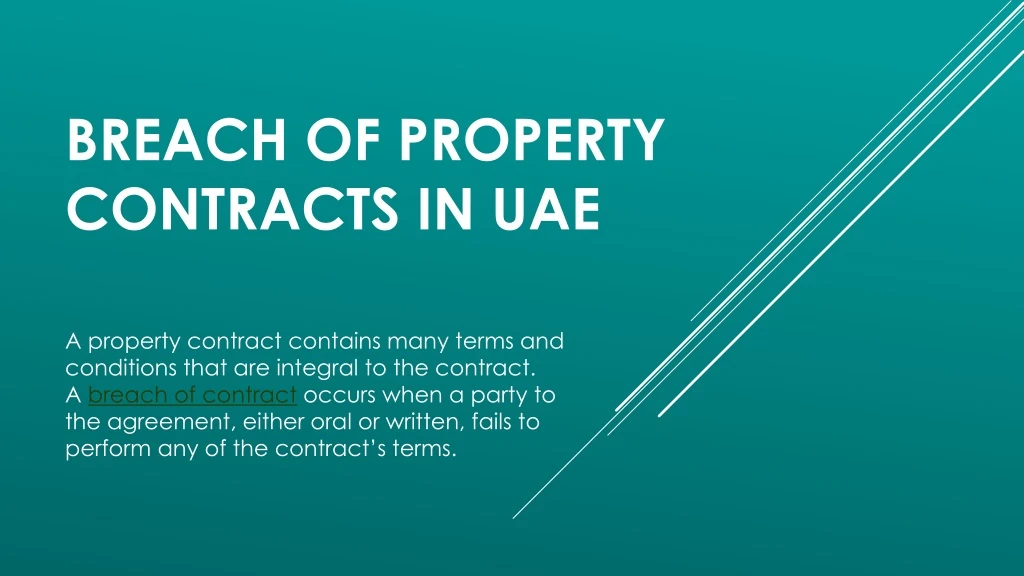 breach of property contracts in uae