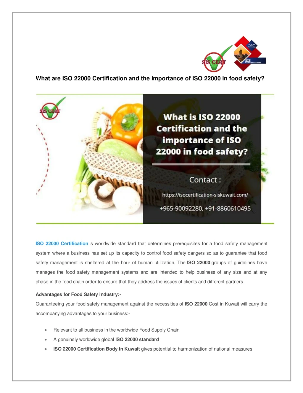 what are iso 22000 certification