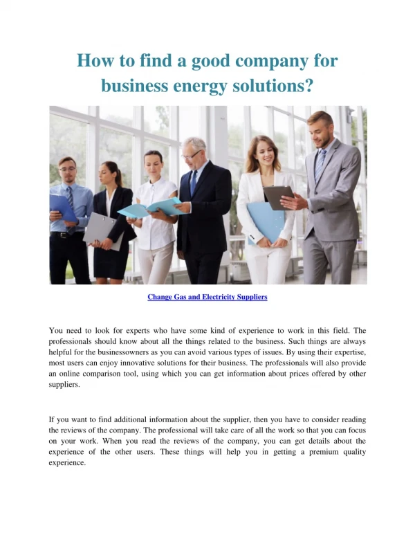 How to find a good company for business energy solutions?