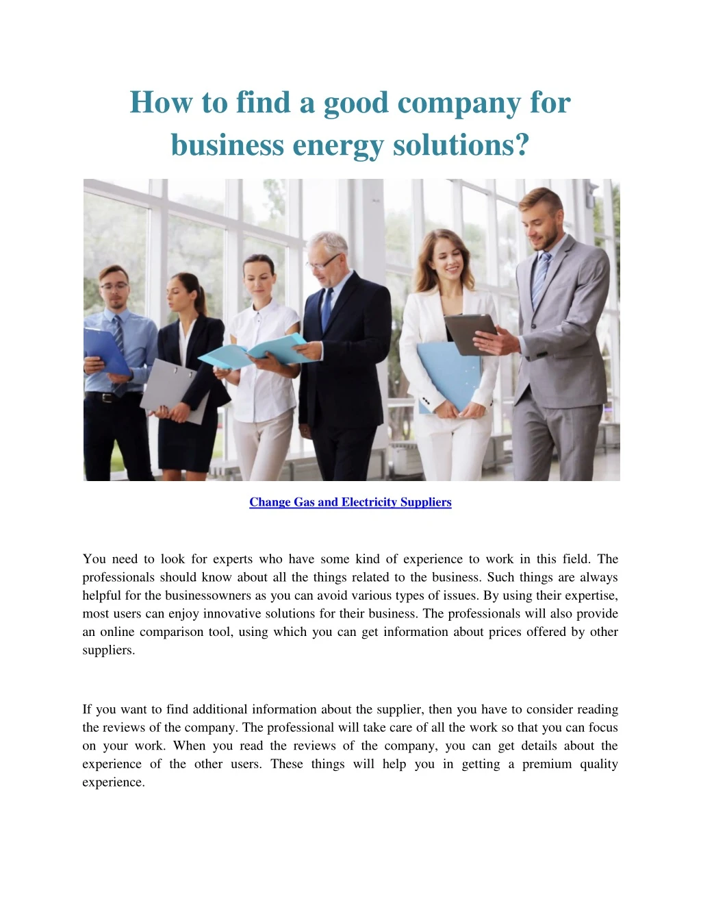 how to find a good company for business energy