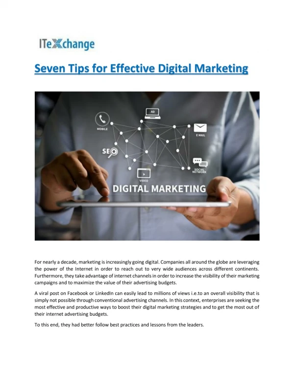 Seven Tips for Effective Digital Marketing | IT Exchange