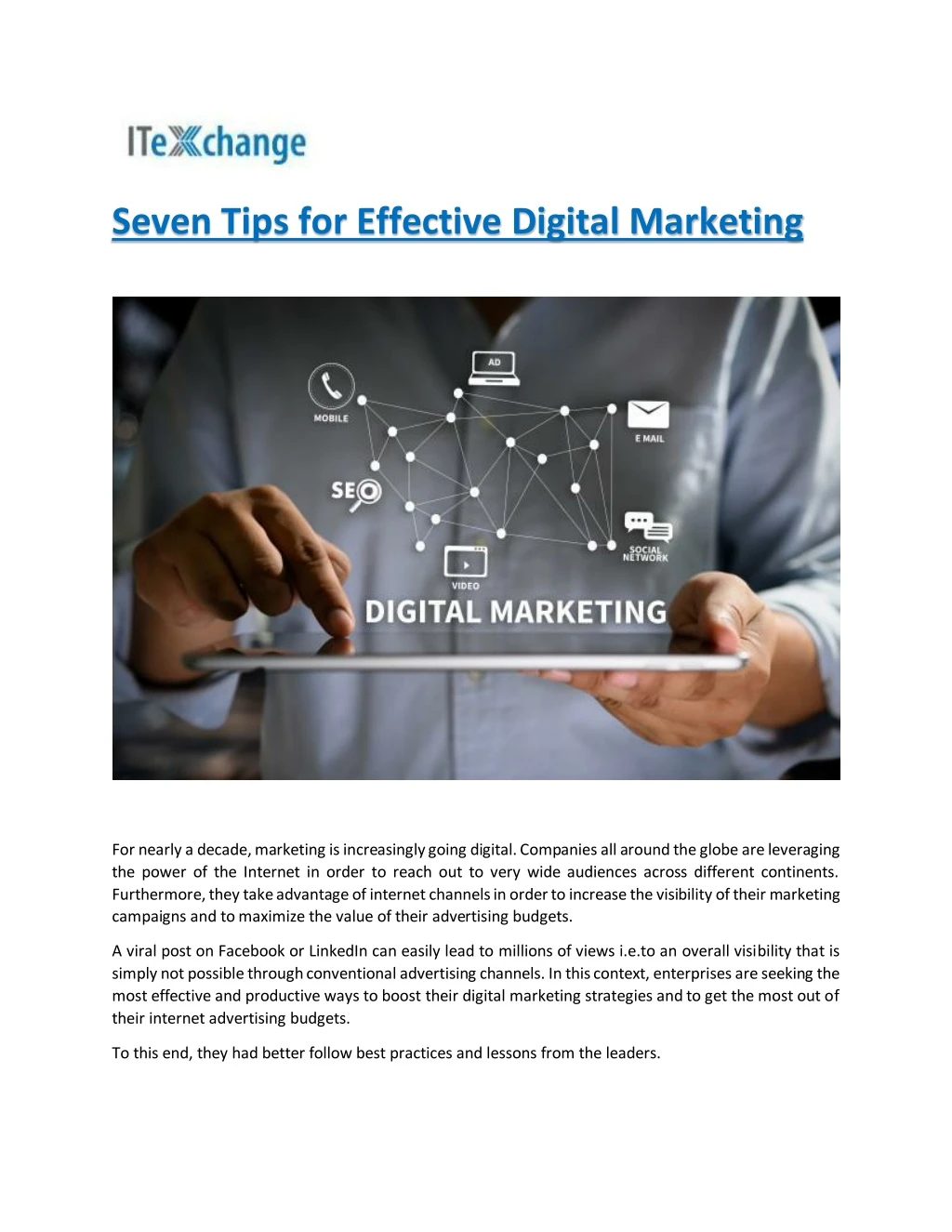 seven tips for effective digital marketing