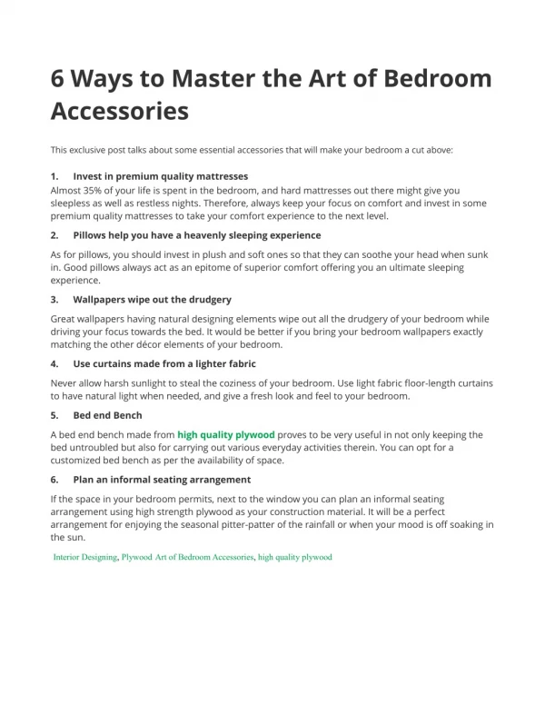 6 Ways to Master the Art of Bedroom Accessories