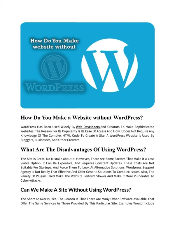 How Do You Make a Website without Word-Press?