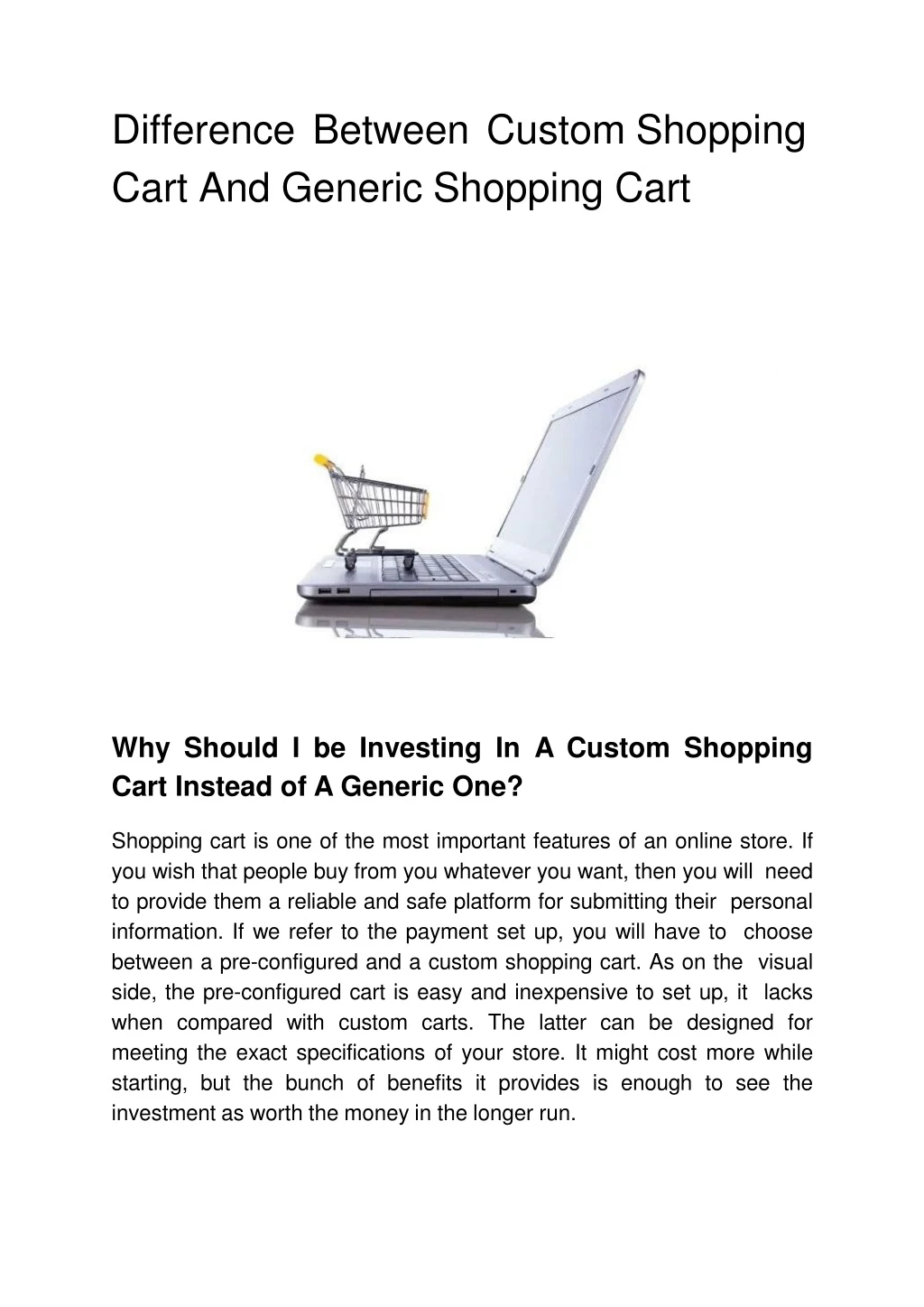 difference between custom shopping cart and generic shopping cart