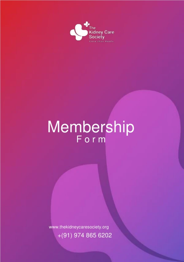 The Kidney Care Society - Membership Form