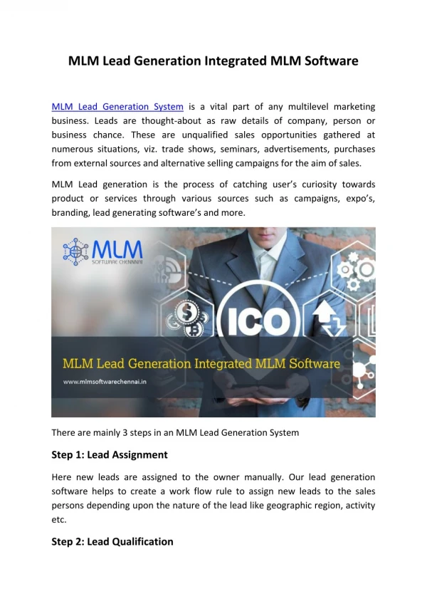 MLM Lead Generation Integrated MLM Software