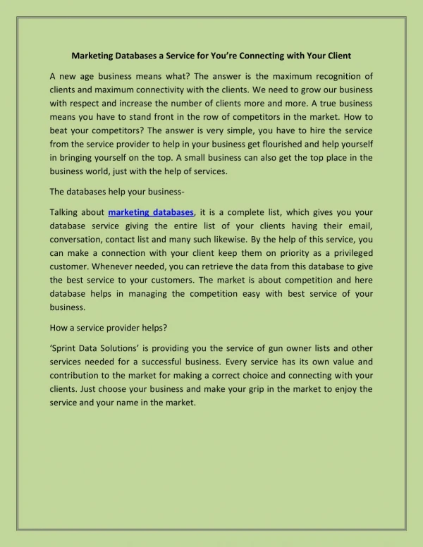 marketing databases a service