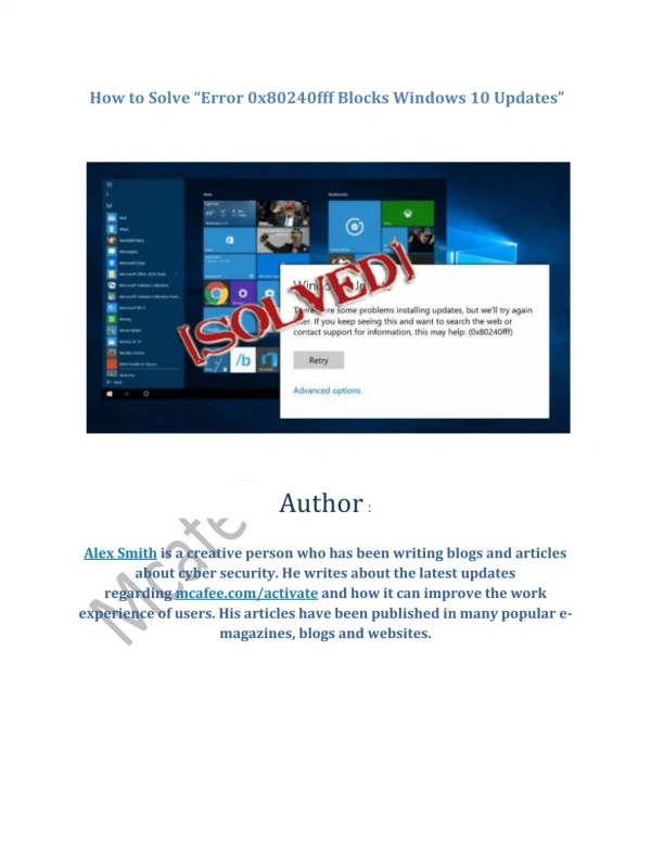 how to solve error 0x80240fff blocks windows