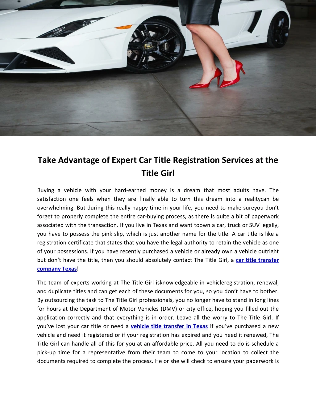 take advantage of expert car title registration