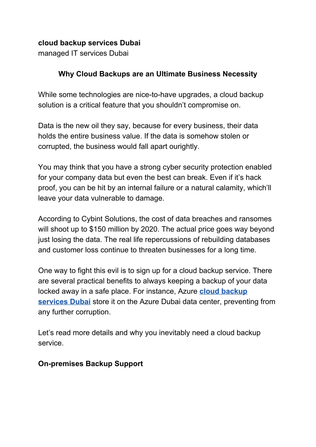 cloud backup services dubai managed it services