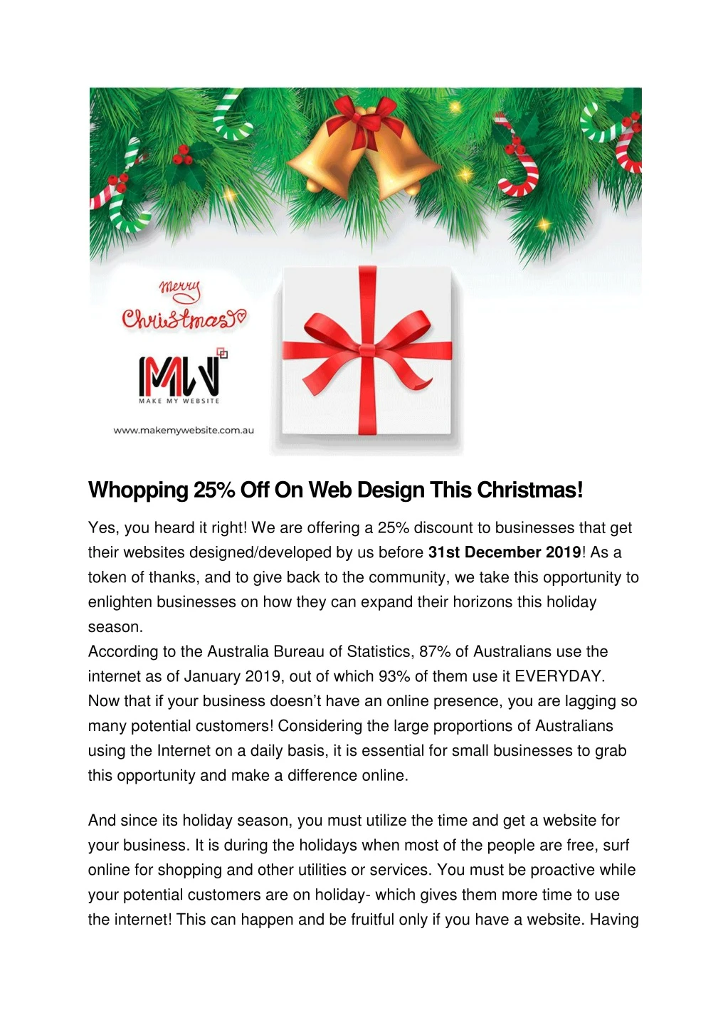 whopping 25 off on web design this christmas