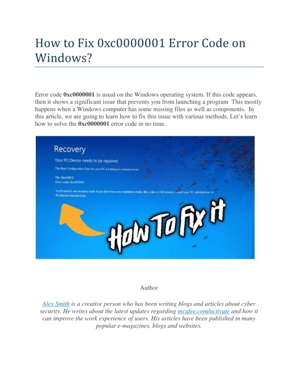 how to fix 0xc0000001 error code on windows