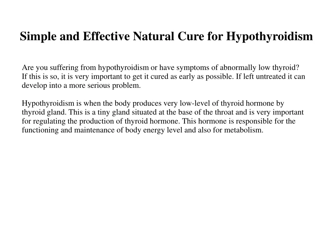 simple and effective natural cure