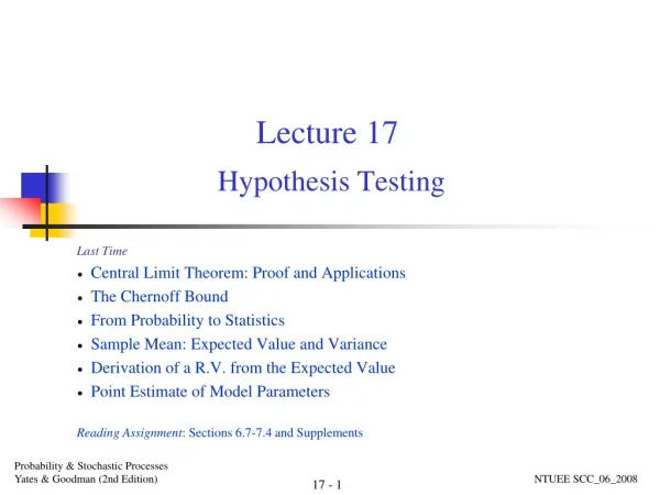 Lecture 17 Hypothesis Testing