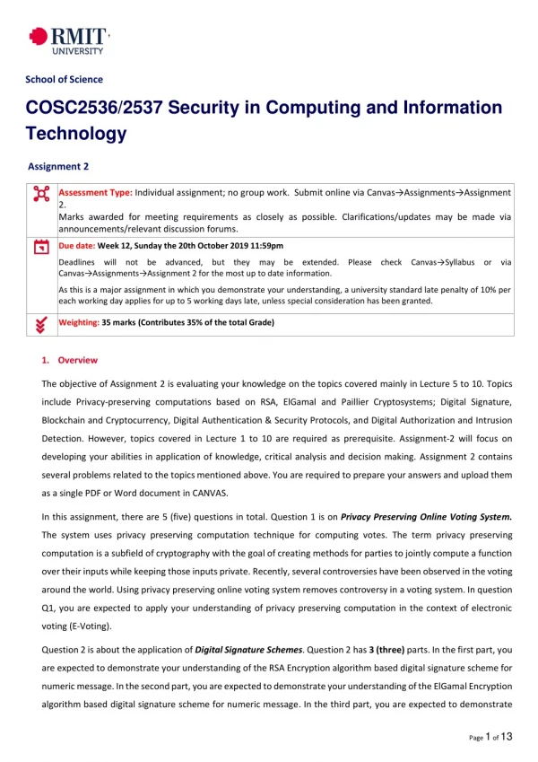 COSC2536/2537 Security in Computing and Information Technology