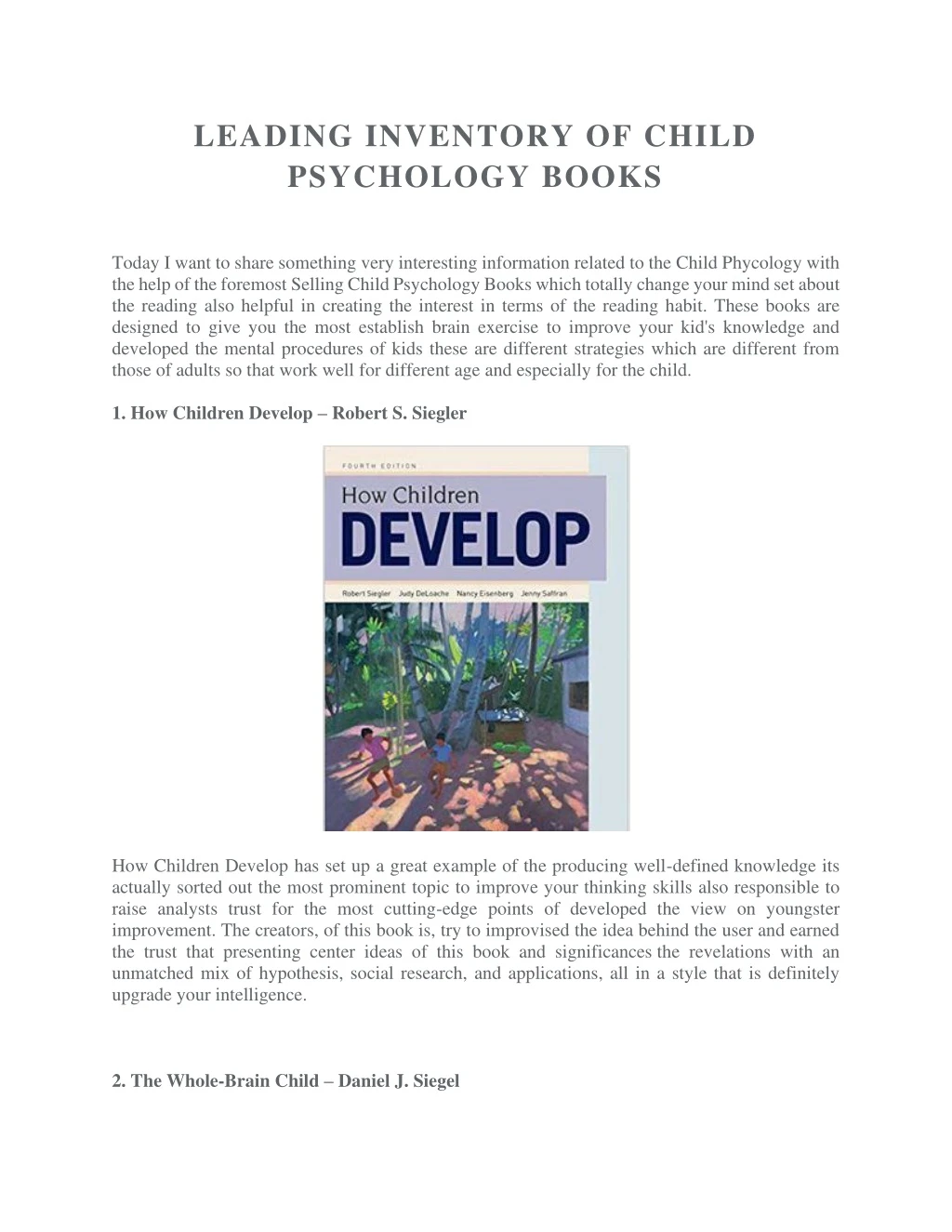 leading inventory of child psychology books