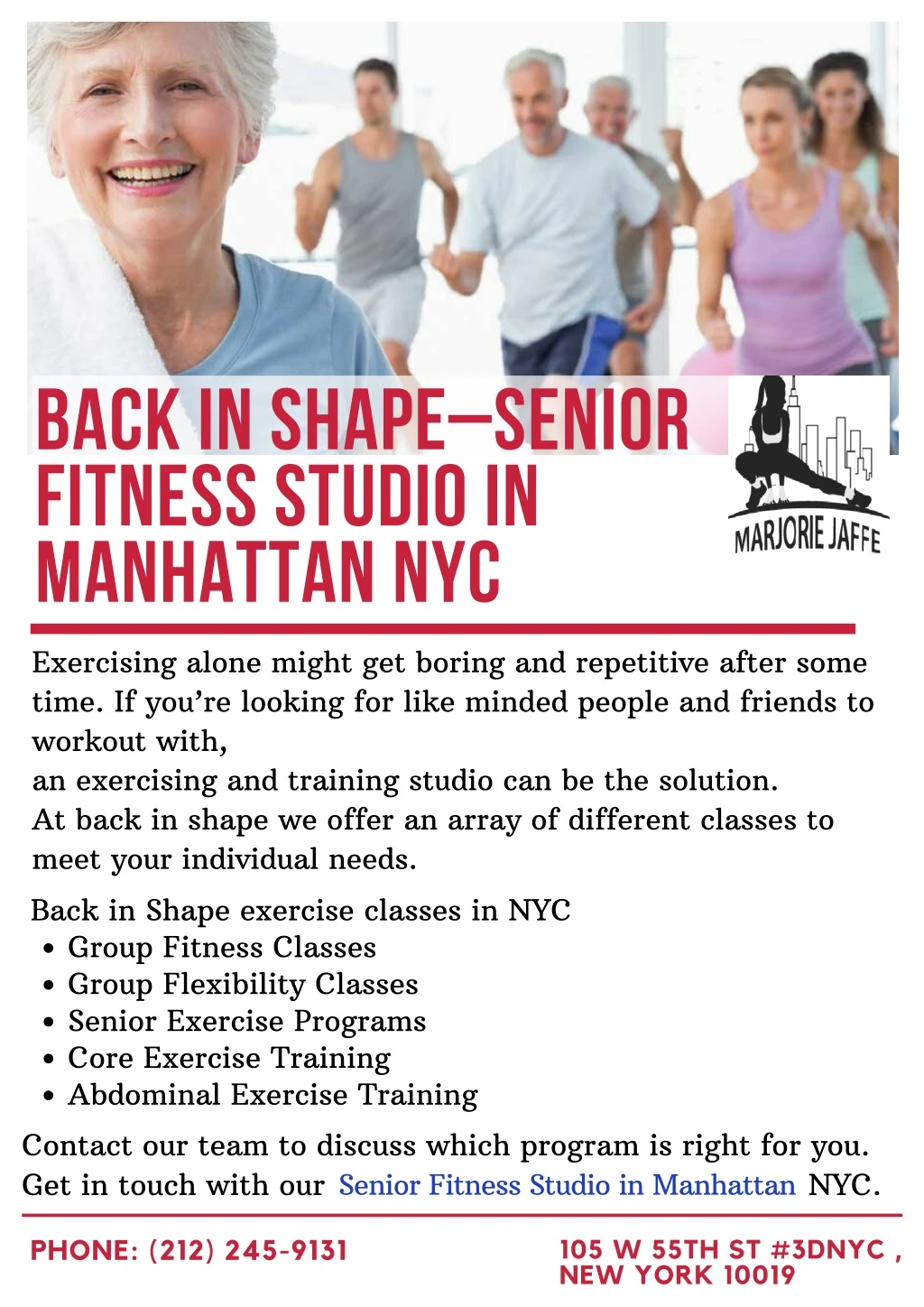 back in shape senior fitness studio in manhattan