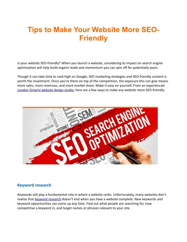 Tips to Make Your Website More SEO-Friendly