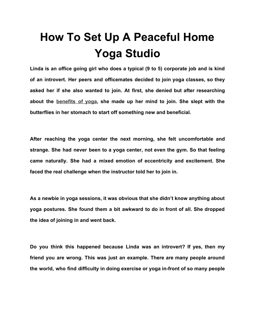 how to set up a peaceful home yoga studio