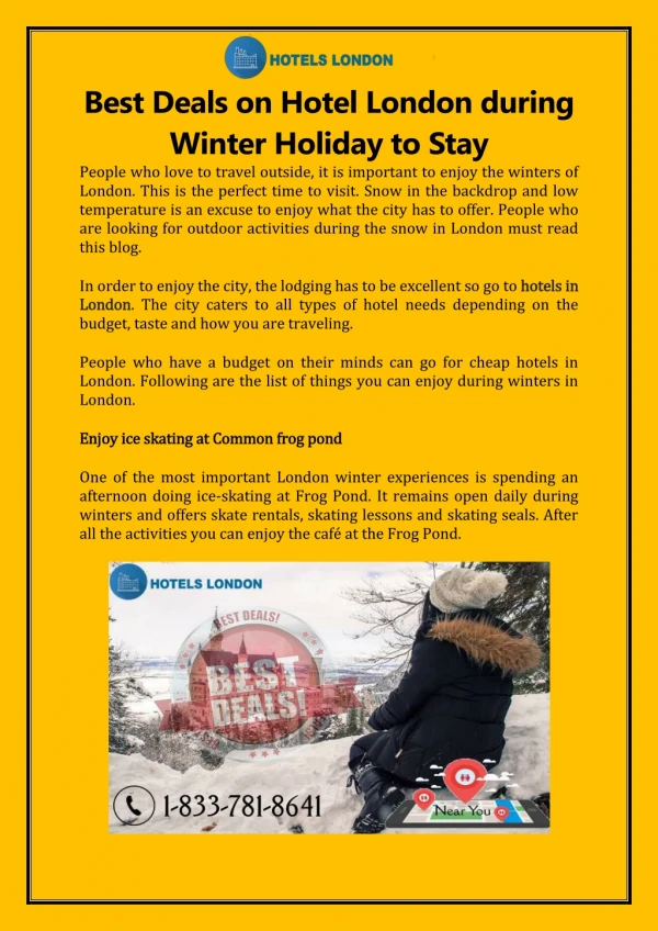 Various way to enjoy your stay in hotel london during winter