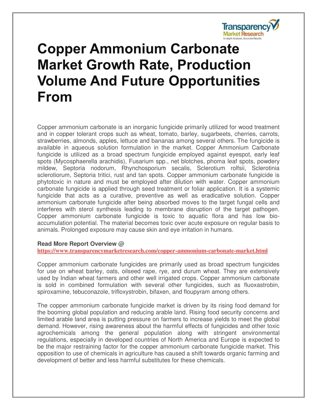 copper ammonium carbonate market growth rate