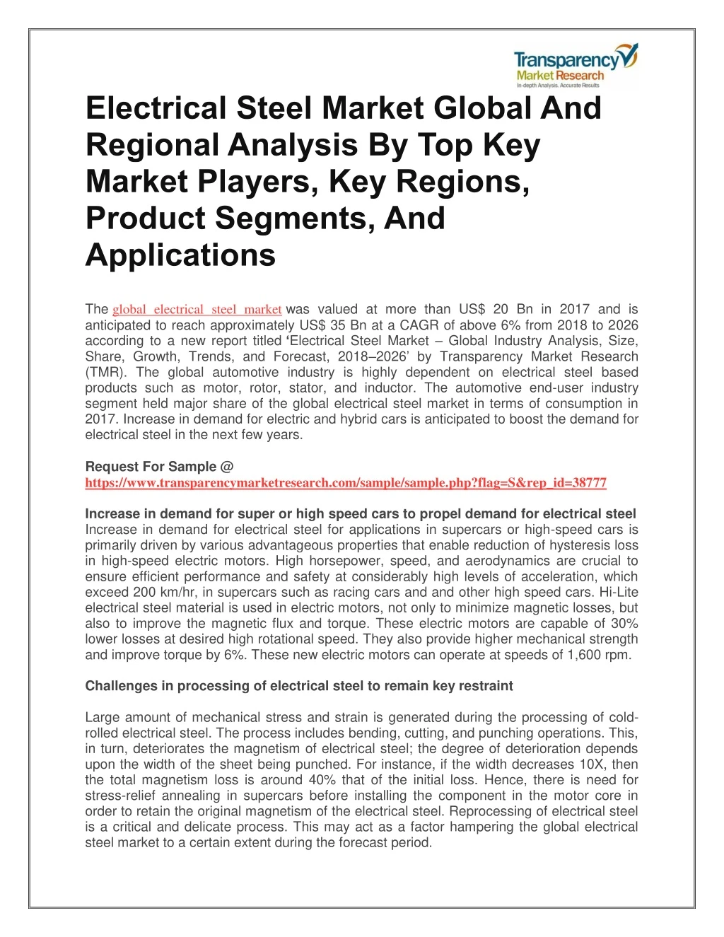 electrical steel market global and regional