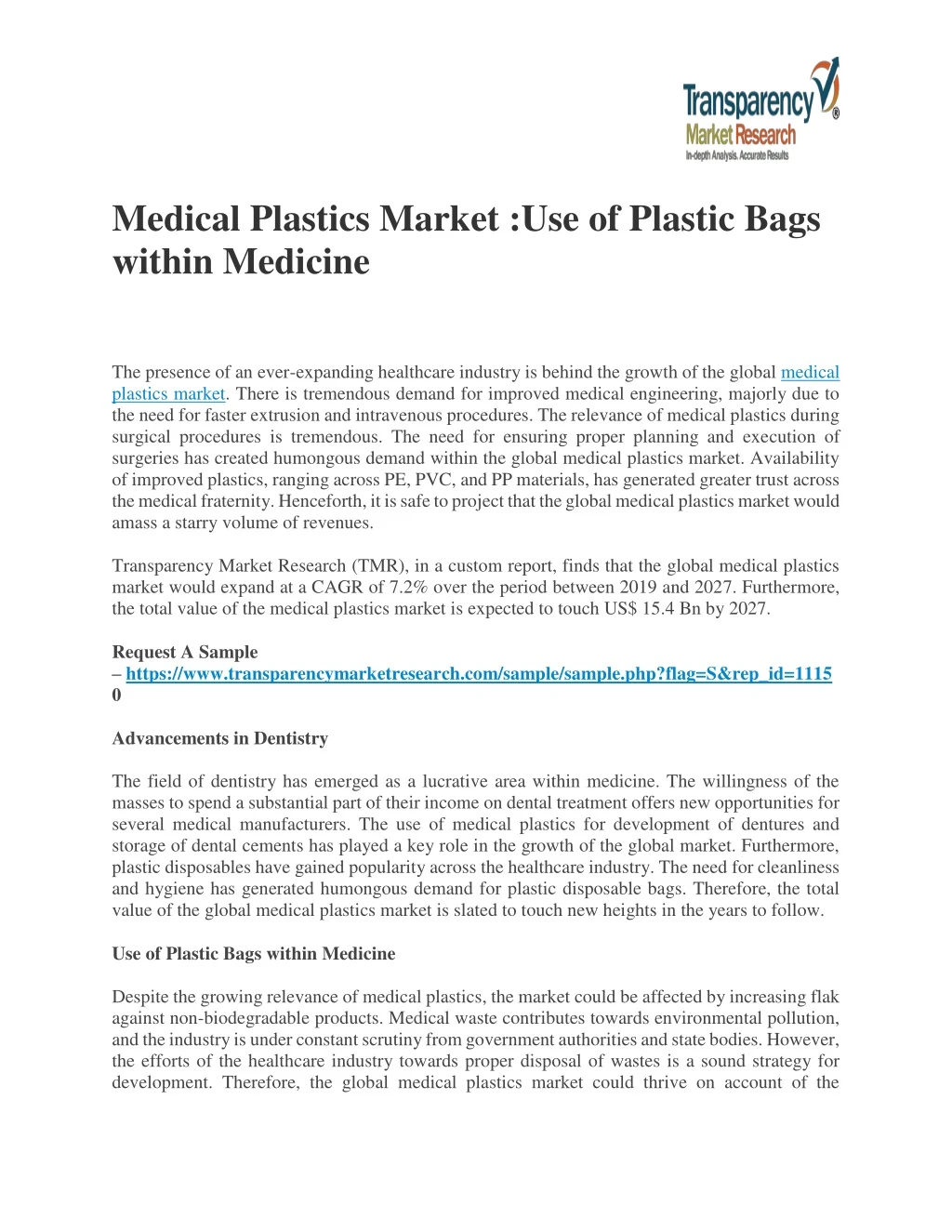 medical plastics market use of plastic bags