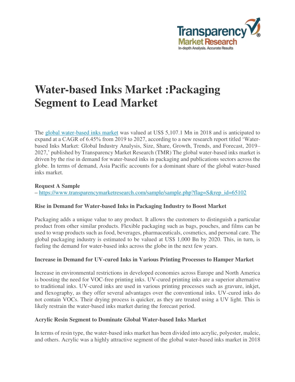 water based inks market packaging segment to lead