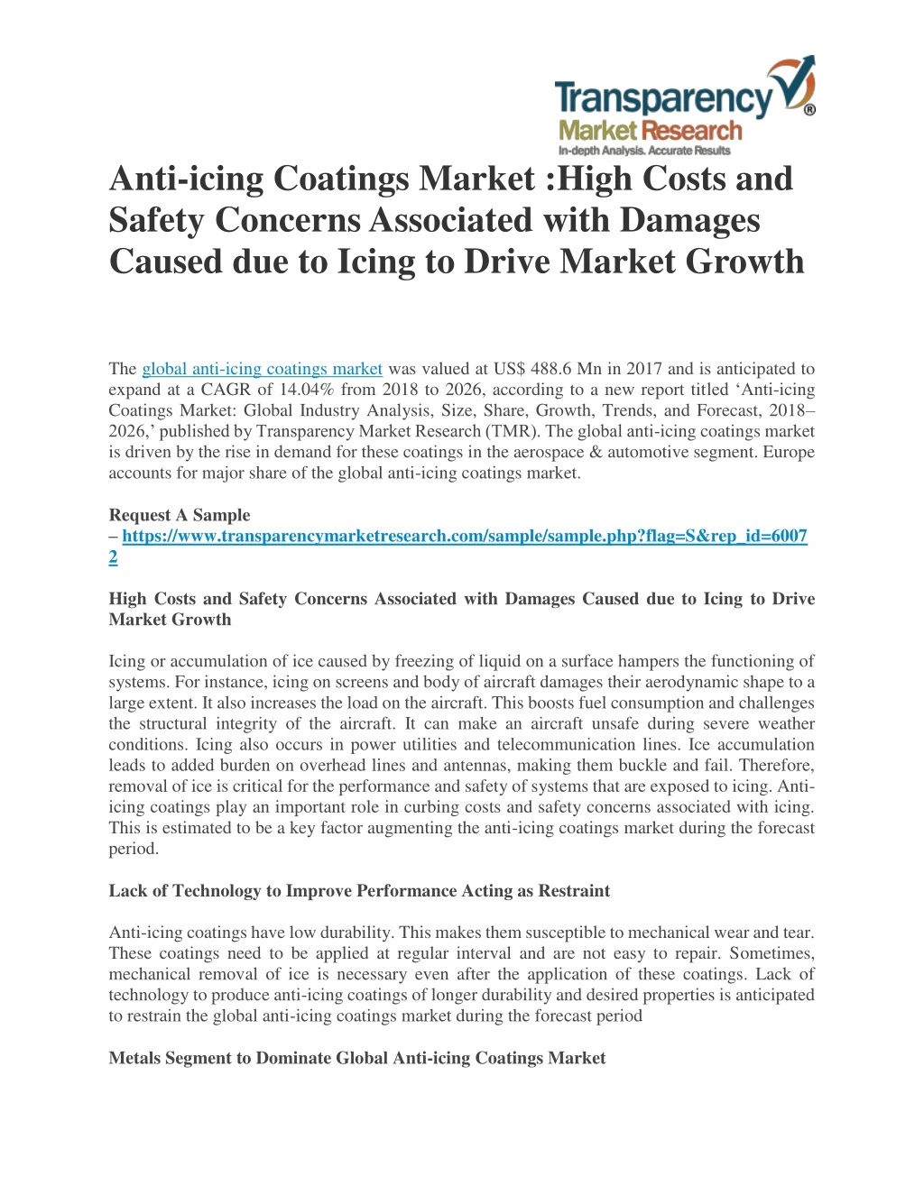 anti icing coatings market high costs and safety