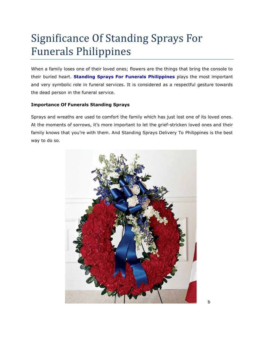 significance of standing sprays for funerals