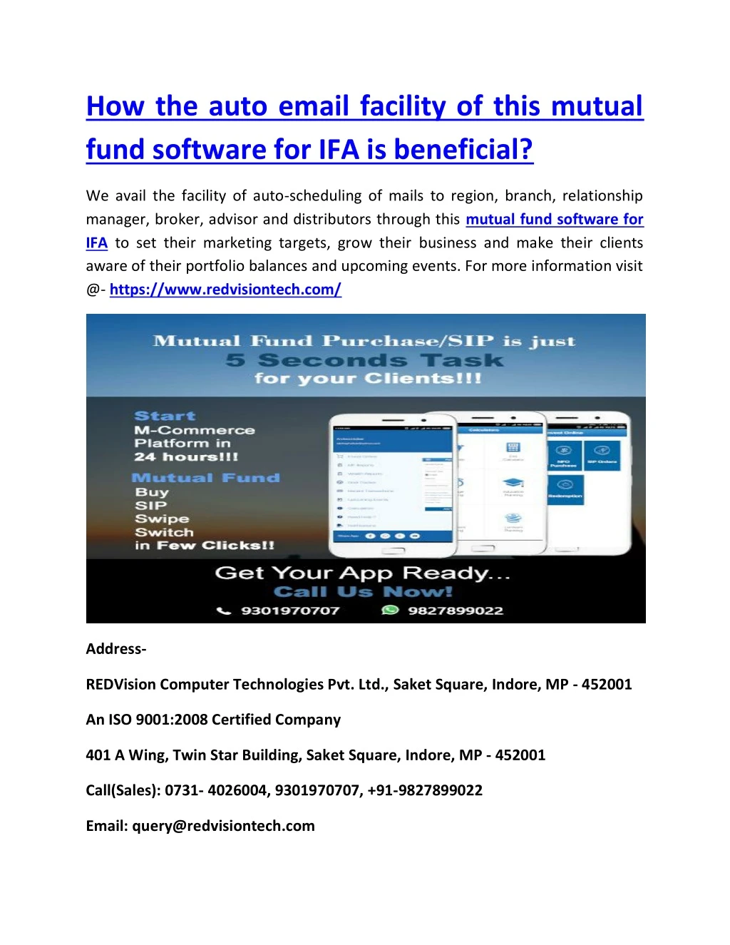 how the auto email facility of this mutual fund
