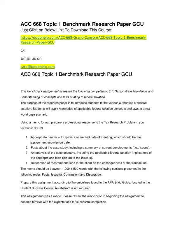 acc 668 topic 1 benchmark research paper gcu just