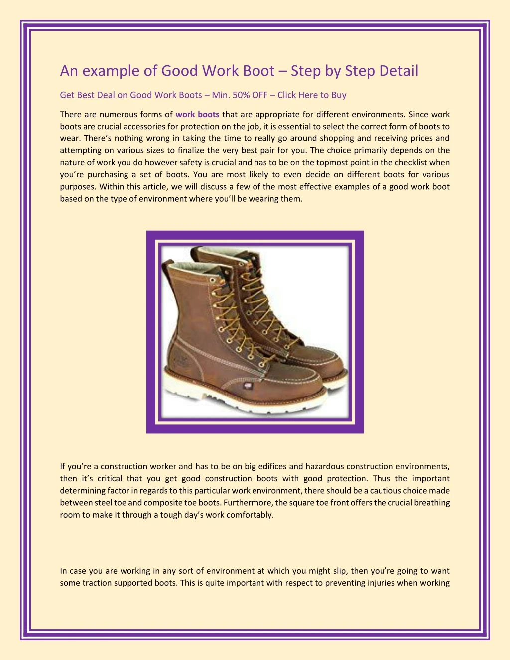 an example of good work boot step by step detail
