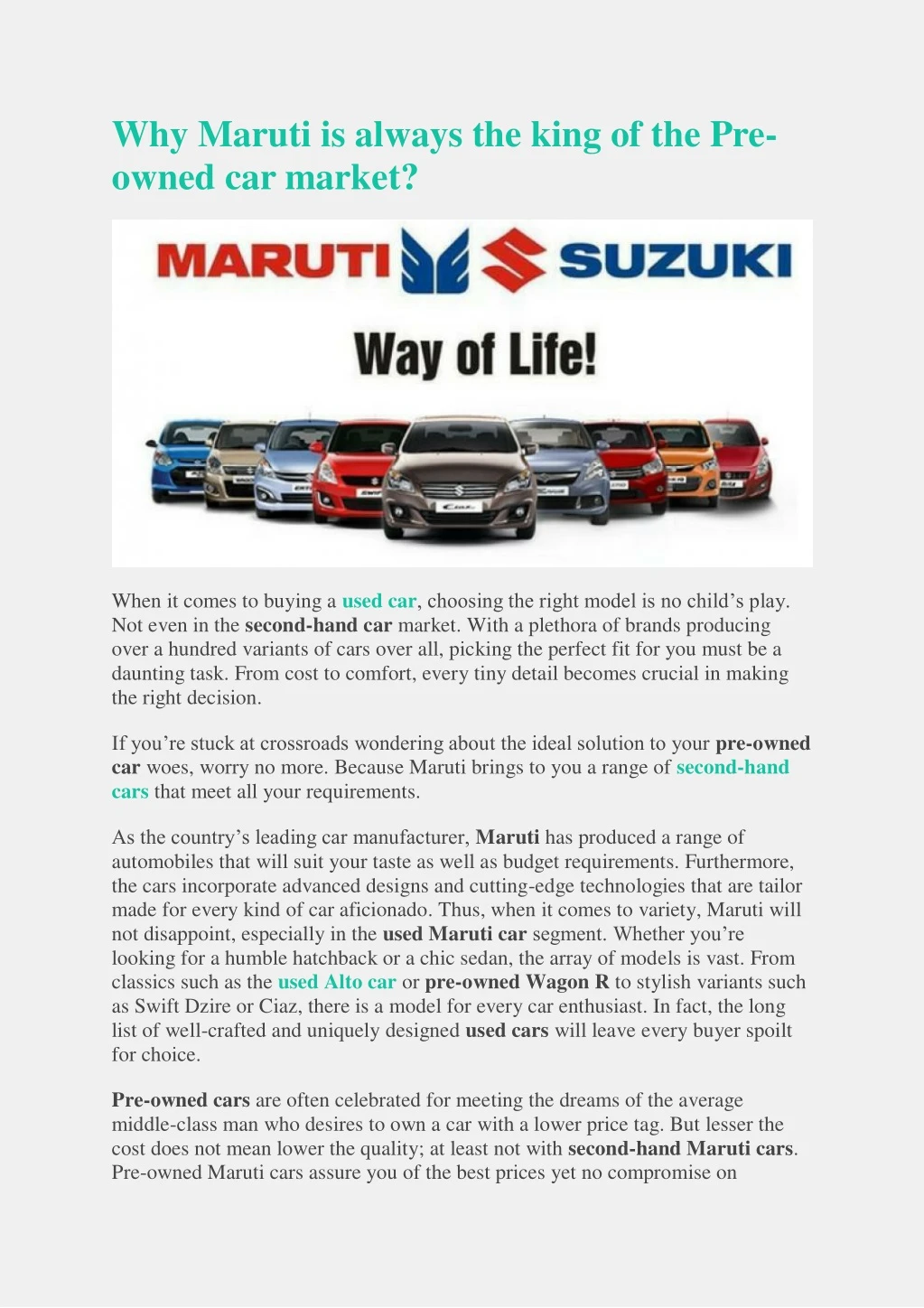 why maruti is always the king of the pre owned