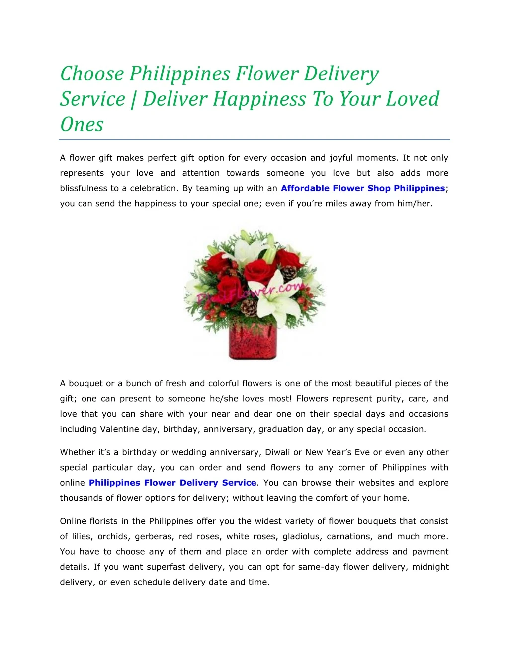 choose philippines flower delivery service