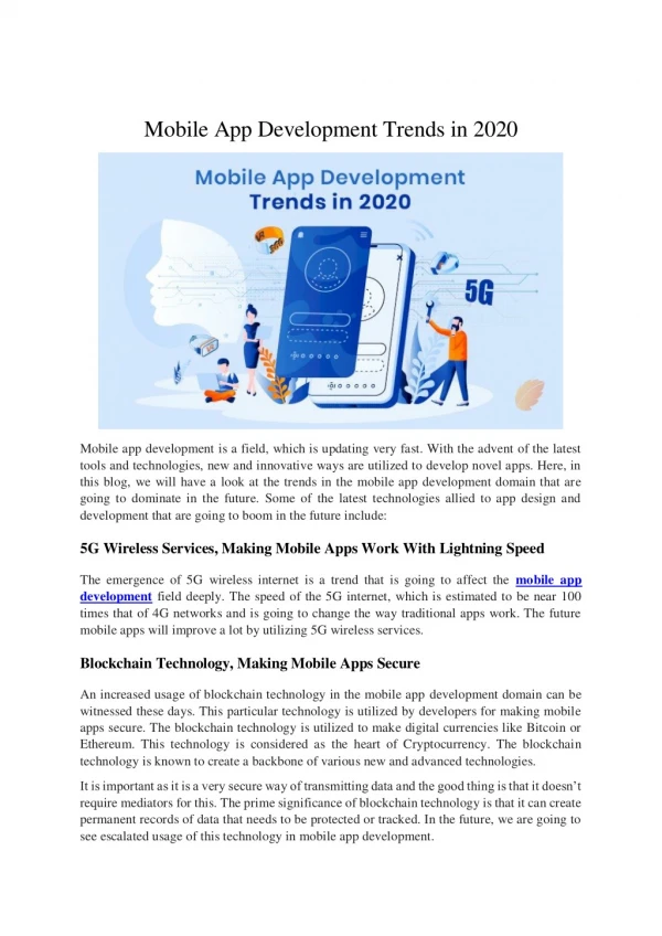 mobile app development trends in 2020