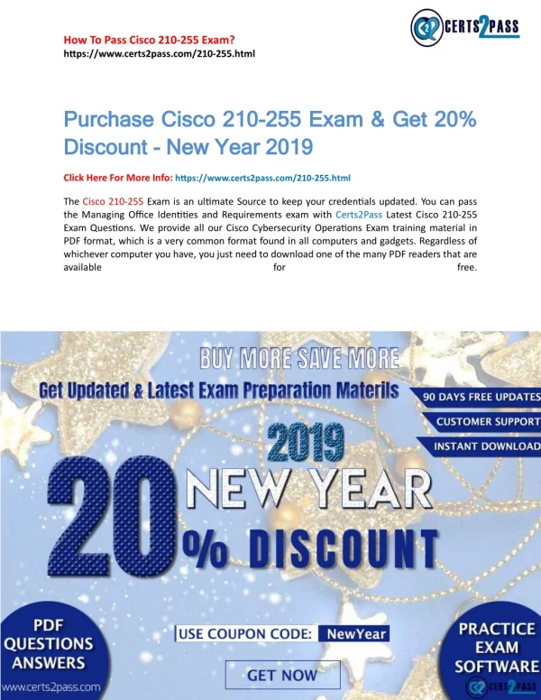 Get Cisco CCNA Cyber Ops 210-255 SECOPS [2019] Exam Dumps To Gain Brilliant Result