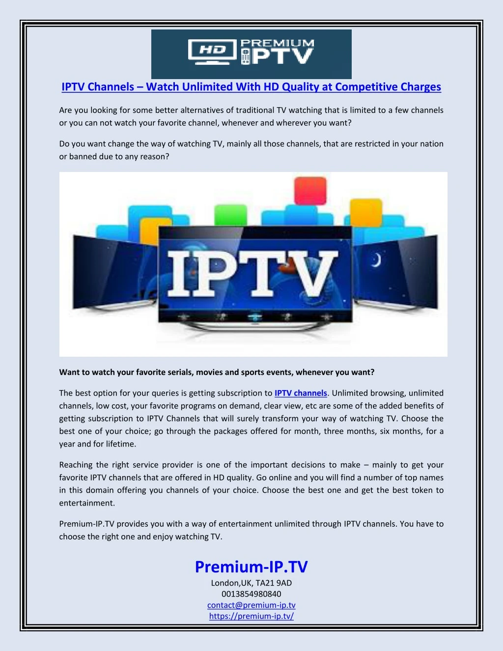 iptv channels watch unlimited with hd quality