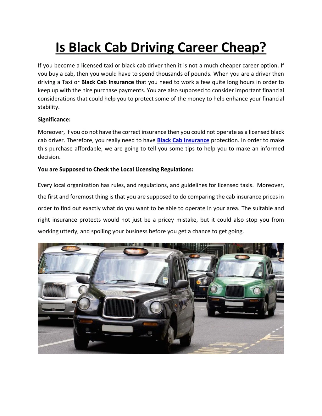is black cab driving career cheap