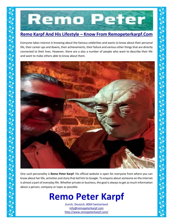 remo karpf and his lifestyle know from